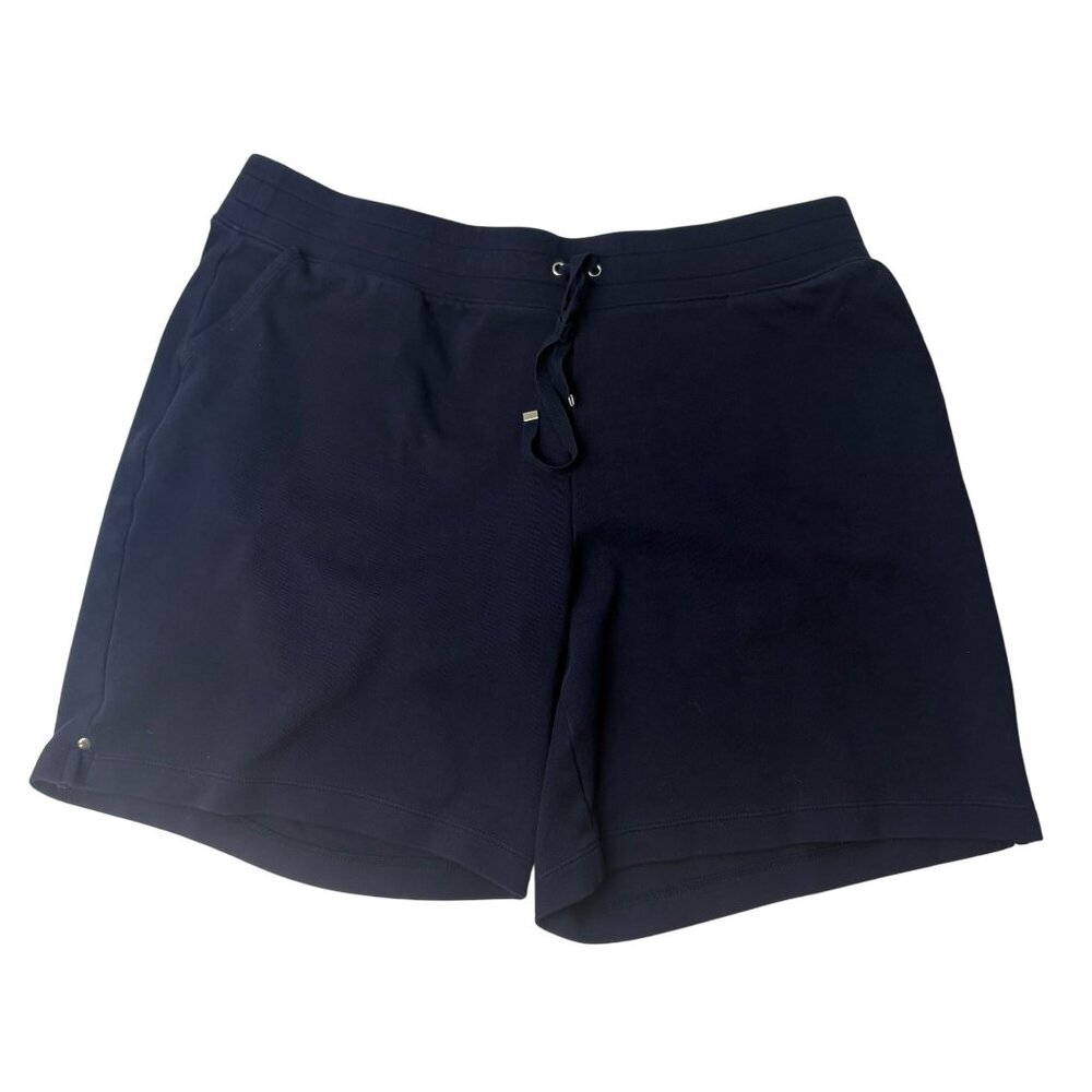 Croft & Barrow Navy Blue Cotton Drawstring Waist Shorts PXL Pet Stretch‎ Casual